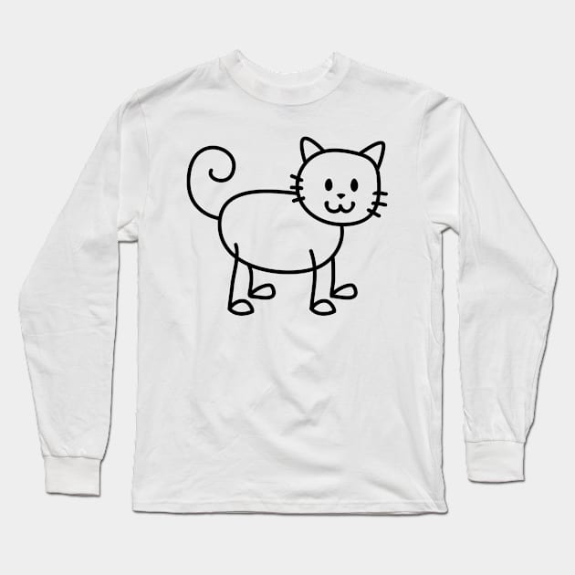 Cat standing, toddler artstyle Long Sleeve T-Shirt by BloomInOctober